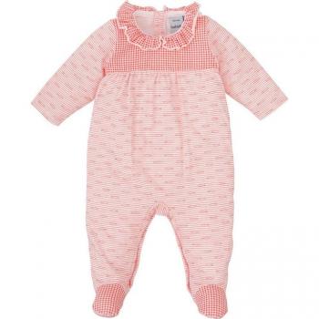 Pelele de bebé niña con estampado de pececitos en algodón color rojo