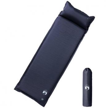 Colchón de Camping Autoinflable con Almohada 1 Persona Aire Color Azul Marino, Naranja, Turquesa y Gris