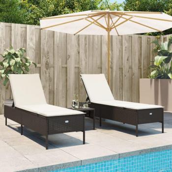 Tumbonas de Exterior con Cojines - 2 Unidades, Ratán Sintético, Colores Negro, Marrón y Gris, Ideal para Jardín, Playa, Piscina y Terraza