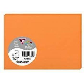 Clairefontaine 1336C - Paquete de 25 Tarjetas 110x155mm Pollen Clementina 210gr