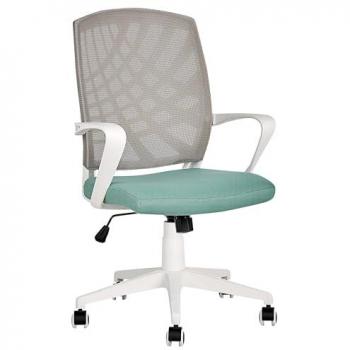 Silla de oficina ajustable giratoria de poliéster gris y verde azulado Bonny