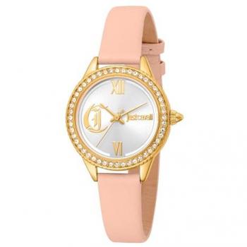 Just Cavalli Glam Chic Women's Beige Leather Strap Analog Watch with Silver Gray Dial - JC1L316L0025