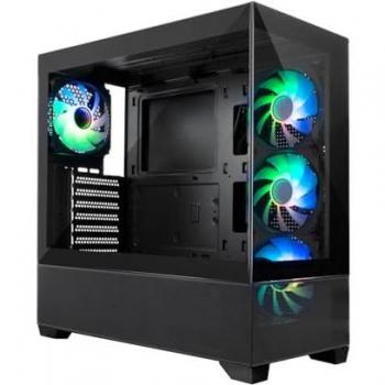 Caja Torre Gaming Coolbox GA250 Vision - ATX, Micro ATX, Mini-ITX, Ventana de Cristal Templado, 4 Ventiladores ARGB de 12cm, Soporte para Refrigeración Líquida