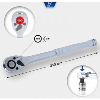 Llave de impacto reversible Brilliant Tools BT022995 1/2 con mango de metal