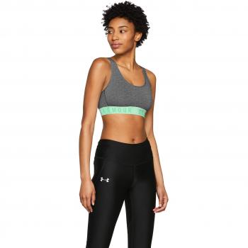 Under Armour Sujetador Deportivo para Mujer Favourite Cotton Everyday, Mujer, 1310697-020, Charcoal Full Heather/Green Typhoon/Tonal, Large