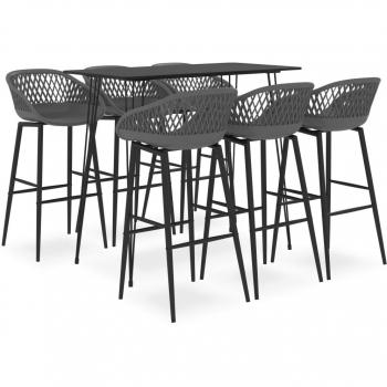 Mesa alta y taburetes de bar 7 piezas negro y gris - Día y Noche / Vidaxl