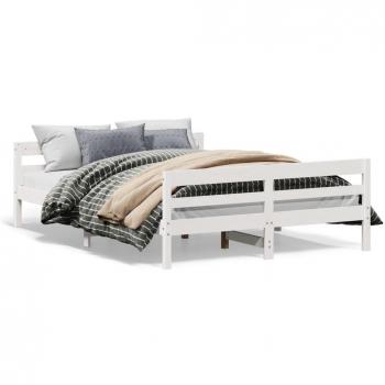 Cama sin colchón blanca 120x200 cm de madera maciza de pino con cabecero Vidaxl