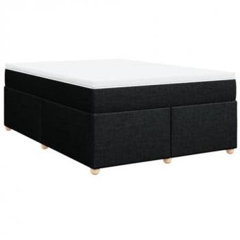 Cama box spring con colchón tela negro 140x190 cm