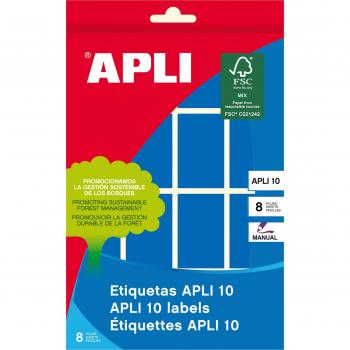 Apli Etiquetas Azules 25 x 40 mm, Paquete de 8 Hojas, Referencia 02755
