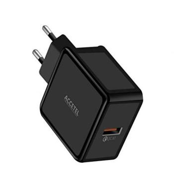 Cargador de Pared Accetel AC150B Carga Rápida QC3.0 18W Negro