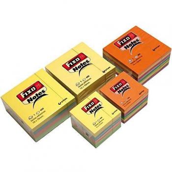 FIXO Notes 65005483. Cubo de Notas Adhesivas, 400 Hojas, 76x76mm, Colores Surtidos Neón
