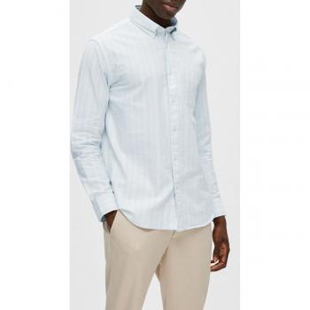 Camisa Selected Grick azul celeste rayas para hombre