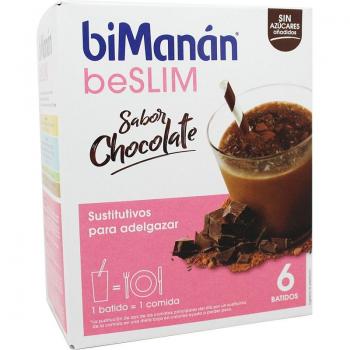 Bimanan Beslim Batidos de Chocolate 6 Unidades - Batido sustitutivo de comidas, bajo en calorías, rico en proteínas, con vitaminas y minerales