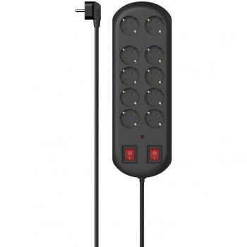 Regleta Hama 00223164, 10 salidas AC, Protección contra sobretensión, Negro