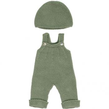 Knitted Doll Outfit Set - Overall and Beanie Hat - 38cm