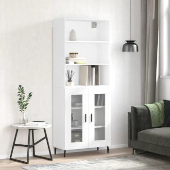 Aparador alto de madera contrachapada blanco 69,5x34x180 cm