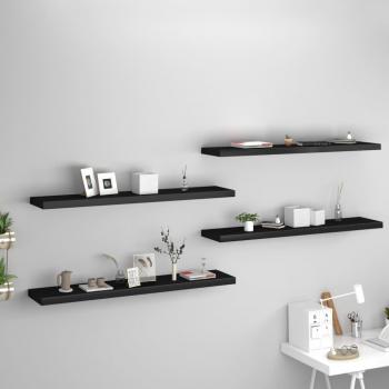 vidaXL Floating Wall Shelves - 4 pcs, Black, 120x23.5x3.8 cm, MDF