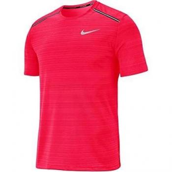 NIKE M Nk Dry Miler Top SS T-Shirt, Hombre, Laser Crimson/htr/