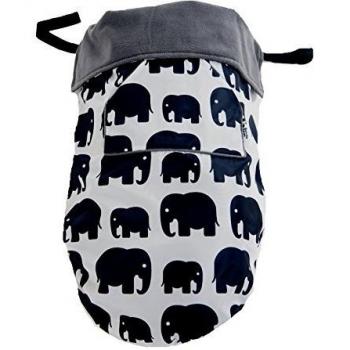 BundleBean - GO - Saco universal para cochecitos, sillas y portabebés - Impermeable - Diseño de elefantes - Gris