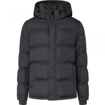Pepe Jeans Tobias XL Hooded Puffer Jacket - Pure Black/Dark Grey Marl