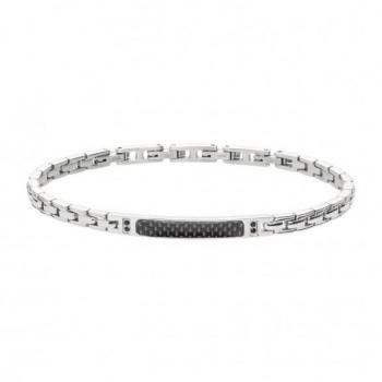Pulsera de hombro BREIL Joyas colección B.C.6 en acero, fibra de carbono, plata 22 color con zirconia - Mod. TJ3268