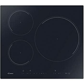 Candy CI633DC, Placa Inducción, 3 Zonas, 60CM, 9 Niveles de Potencia, 7,1KW, Mandos Independientes, Temporizador, Bloqueo de Seguridad, Indicador de Calor, Alerta Sobrecalentamiento y Derrames, Negro