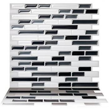 Tic Tac Tiles 25 cm x 25 cm 10-Sheet Peel and Stick 3D Tile Sticker Self Adhesive Stick On Wall Tile for Kitchen Backsplash and Bathroom in Como Grey