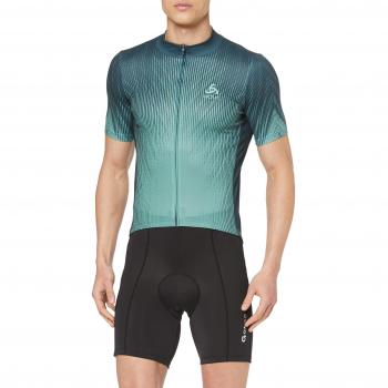 Odlo Stand-Up Collar S/S Full Zip Element Pri Camiseta, Hombre, Dark Slate/Arctic, L