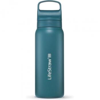 LifeStraw Go 650ml Stainless Steel Water Bottle with 2-Stage Filter - Laguna Teal
