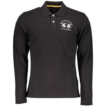 La Martina Elegant Long Sleeved Black Polo for Men - S