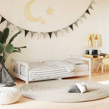 Cama redonda para niños de madera maciza de pino blanca 80x160 cm
