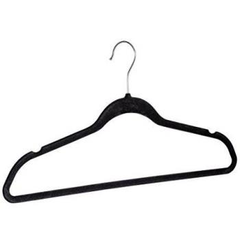 Wenko Perchas Aterciopeladas, Acrilonitrilo Butadieno Estireno, Negro, 3x45x23.5 cm, 5 Unidades