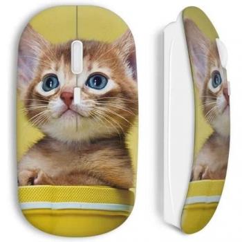 Ratón Inalámbrico Gatito Amarillo