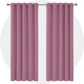 Deconovo Opaca Cortina Térmica Aislante y Ruido Reducción con Ojales 2 Piezas 168 x 229 cm Rosa