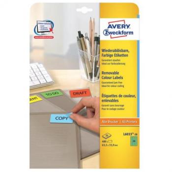 Avery Green Removable Rounded Rectangle Labels, 63.5x34mm, 480 Labels