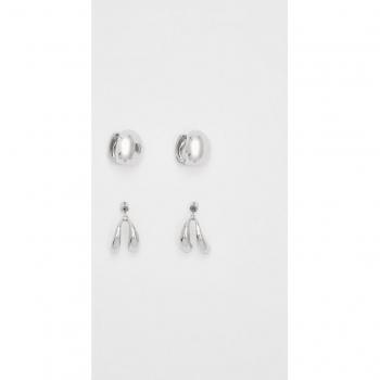 Chunky Grey Earring Set - 2 Pairs