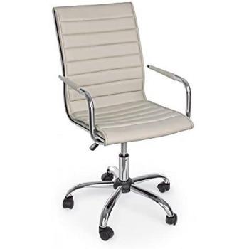 Sillón de oficina Perth tortora con reposabrazos en ecopiel