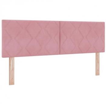Cabecero LED con luces de tira rosa 160 cm terciopelo