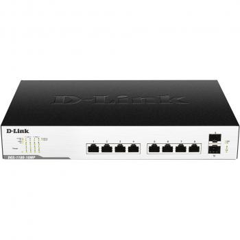 D-Link DGS-1100-10MP 10-Port Gigabit Max PoE Smart Managed Switch, 2 SFP Ports, 8 x PoE Ports, 130 W PoE Budget, Fan, ONVIF Support
