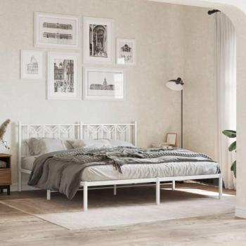 Cabecero de metal blanco con estructura de cama 183x213 cm Vidaxl