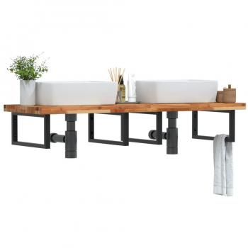 Estante de lavabo de pared acero y madera maciza de acacia Vidaxl Marrón