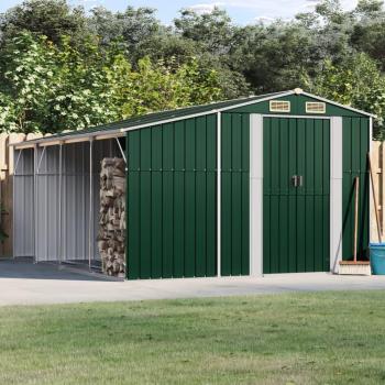 Cobertizo de jardín Green Garden Shed 277x365.5x179 cm en acero galvanizado verde