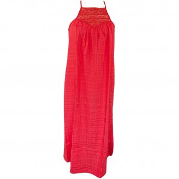 Superdry Women's Long Lace Halter Beach Dress Coral M
