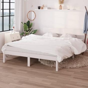 Cama individual de madera maciza blanca 120x190 cm