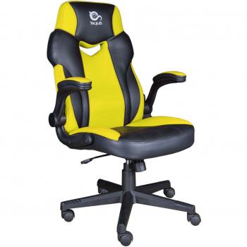 Talius Crab Silla Gaming Negra/Amarilla con Brazos Abatibles, Mecanismo Butterfly, Base de Metal, Ruedas de Nylon de 60mm y Pistón de Gas