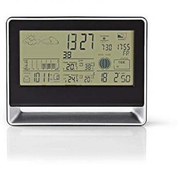 NEDIS Estación meteorológica Estación Meteorológica - Sensor Inalámbrico - Reloj Despertador - Pronóstico del Tiempo Negro/Plata