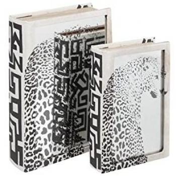 Set de 2 Cajas Libro Espejo Alta Calidad Polipiel/MDF 21x7x30 / 16x5x24 cm