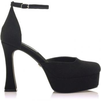 Mariamare 63380 Sandalias de Tacón para Mujer, Color Negro, Altura de Tacón 9cm, Cierre con Hebilla, Puntera Redonda, Material Antelina, Estilo Flare