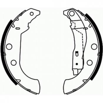 Juego de zapatas de freno ABE C0P029ABE, incluye zapatas de freno traseras, fabricadas con materiales de alta calidad para un rendimiento óptimo, diseño específico para una fácil instalación y ajuste perfecto en el sistema de