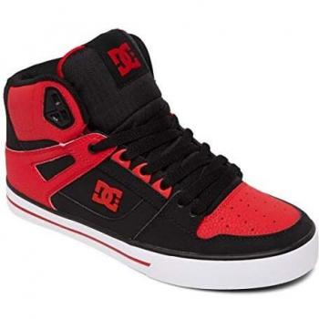 DC Shoes Men's Pure High-Top Leather Sneakers, Fiery Red/White/Black, Size 9 UK
